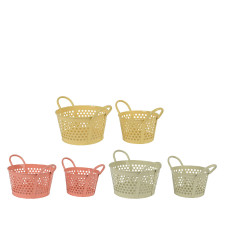 Beauty Home Μεταλλικά Καλάθια με χερούλι 29 x 21 x 16 cm , 24,5 x 16,5 x 15 cm ΣΕΤ 2 ΤΜΧ  Σομόν