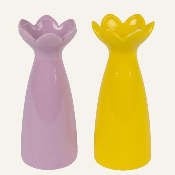Beauty Home Βάζο Κεραμικό με Σχέδιο Λουλούδι 7.8 x 19.7cm  Λιλά