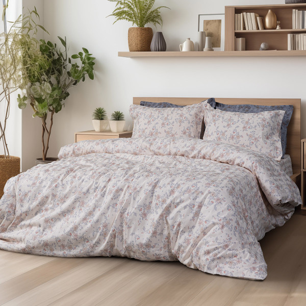 Beauty Home Σετ παπλωματοθήκη υπέρδιπλη Art 12213 Renata 100% Βαμβακοσατέν 300tc 230x250 Μπεζ