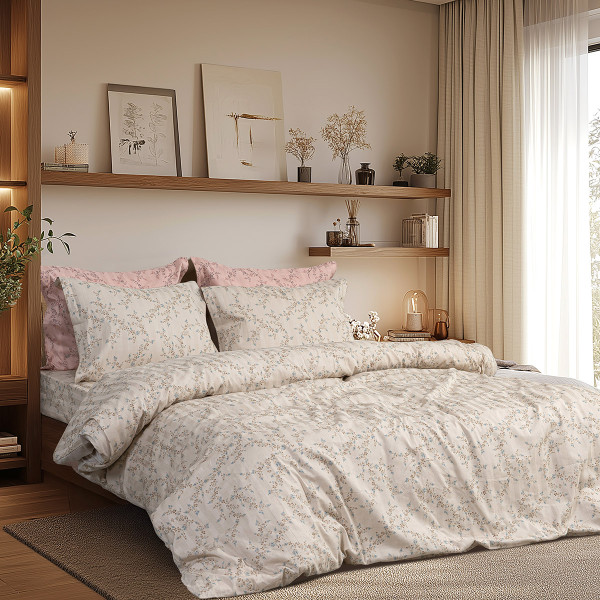 Beauty Home Σετ σεντόνια υπέρδιπλα Art 12215 Nova 100% Βαμβακοσατέν 300tc 240x270 Άμμου