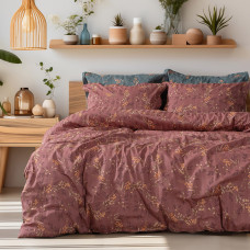 Beauty Home Σετ σεντόνια υπέρδιπλα με λάστιχο Art 12216 Indra 100% Βαμβακοσατέν 300tc 170x200+30 Σάπιο μήλο