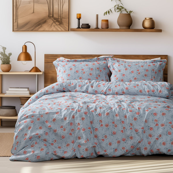 Beauty Home Σετ σεντόνια υπέρδιπλα Art 12219 Ivy 100% Βαμβακοσατέν 300tc 240x270 Γκρι