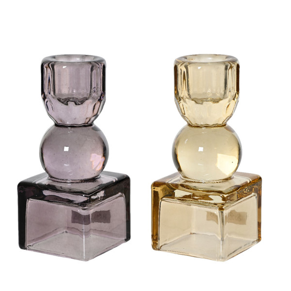 Beauty Home Γυάλινο κηροπήγιο 5 cm x 11cm  Μόκα