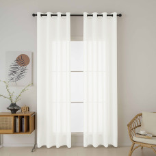 Beauty Home Κουρτίνα γάζα μονόχρωμη με 8 μεταλλικούς κρίκους Fit Art 8447 140x270 Εκρού