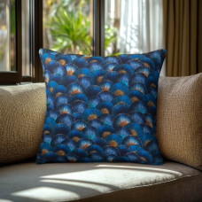 Beauty Home Μαξιλαροθήκη ΚΥΜΑΤΑ ΜΠΛΕ / ΧΡΥΣΟ   45 x 45 cm