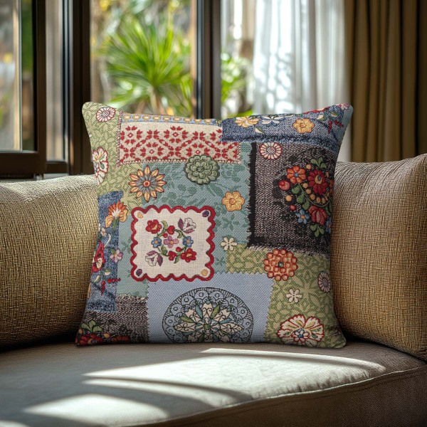 Beauty Home Μαξιλαροθήκη Folklore Jeans Patch   40 x 40 cm