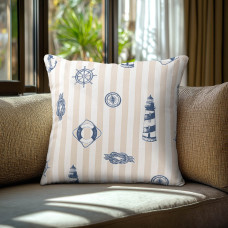 Beauty Home Μαξιλαροθήκη ΝΑΥΤΙΚΑ ΣΧΕΔΙΑ ΜΕ ΡΙΓΕ ΦΟΝΤΟ   45 x 45 cm