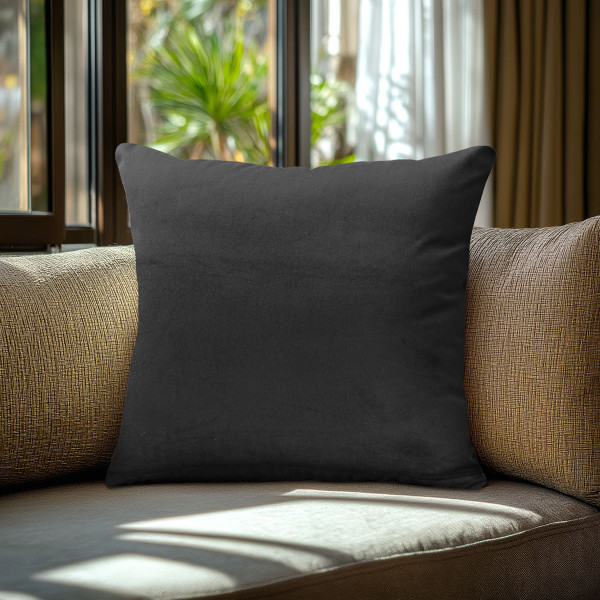 Beauty Home Μαξιλαροθήκη ΒΕΛΟΥΔΟ PREMIUM ΜΑΥΡΟ   40 x 40 cm   ΜΕ ΓΕΜΙΣΜΑ