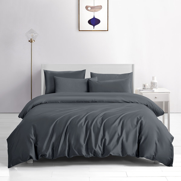 Beauty Home Σετ σεντόνια υπέρδιπλα με λάστιχο Bamboo 300tc Art 12350 Midnight Charm 170x200+35 Ανθρακί