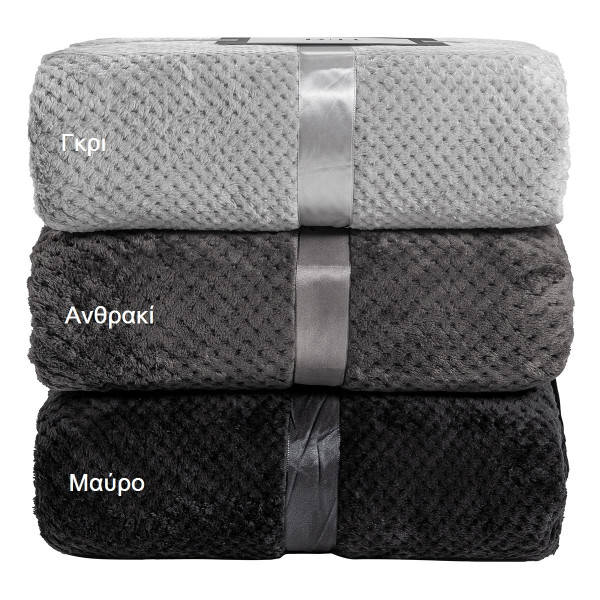 Beauty Home Κουβέρτα μονόχρωμη υπέρδιπλη Jacquard fleece 350gsmArt 11600 σε 10 αποχρώσεις 220x240  Μαύρο