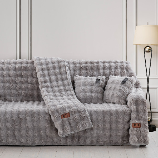 Beauty Home Γούνινο ριχτάρι Τριθέσιο Art 8721 180x300 Γκρι