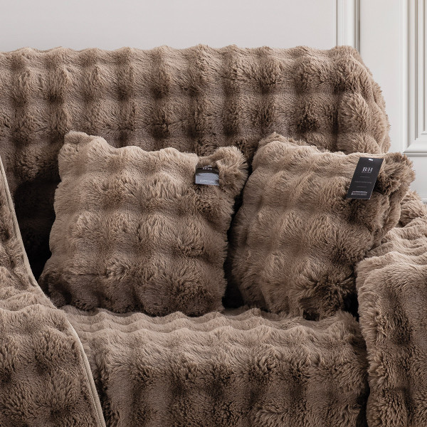 Beauty Home Γούνινη Μαξιλαροθήκη διακοσμητική Art 8722 40x40 Μόκα