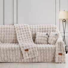 Beauty Home Γούνινο ριχτάρι Μονοθέσιο Pop Art 8723 180x160 Εκρού