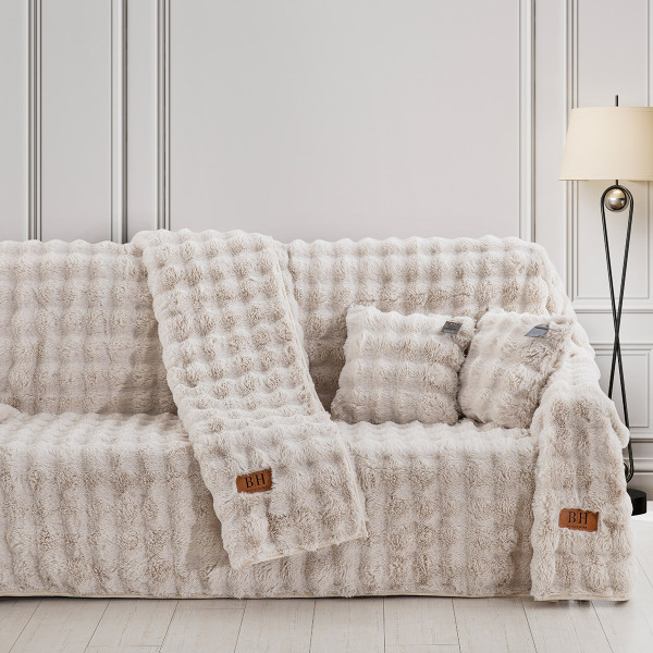 Beauty Home Γούνινο ριχτάρι Τριθέσιο Art 8723 180x300 Εκρού