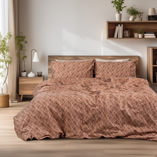 Beauty Home Σετ παπλωματοθήκη φανελένια μονή Frida Art 12336 160x240 Κεραμιδί