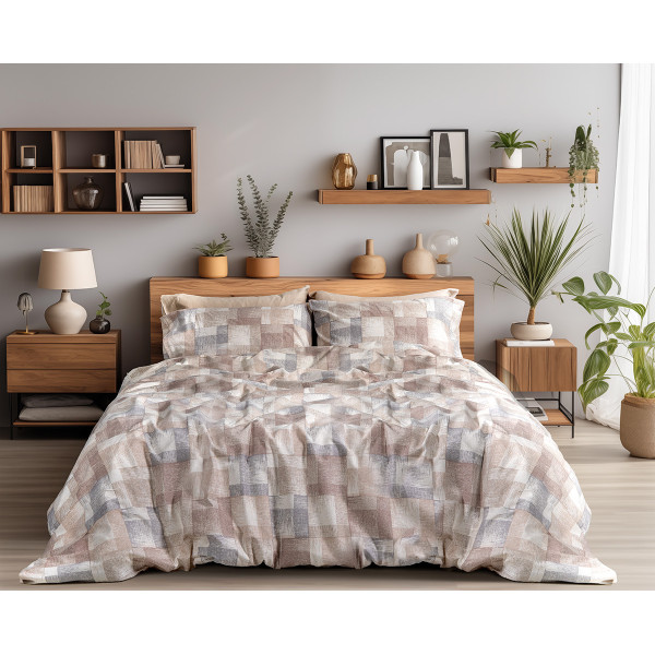 Beauty Home Σετ σεντόνια φανελένια μονά με λάστιχο Renoir Art 12338 105x200+32 Μπεζ