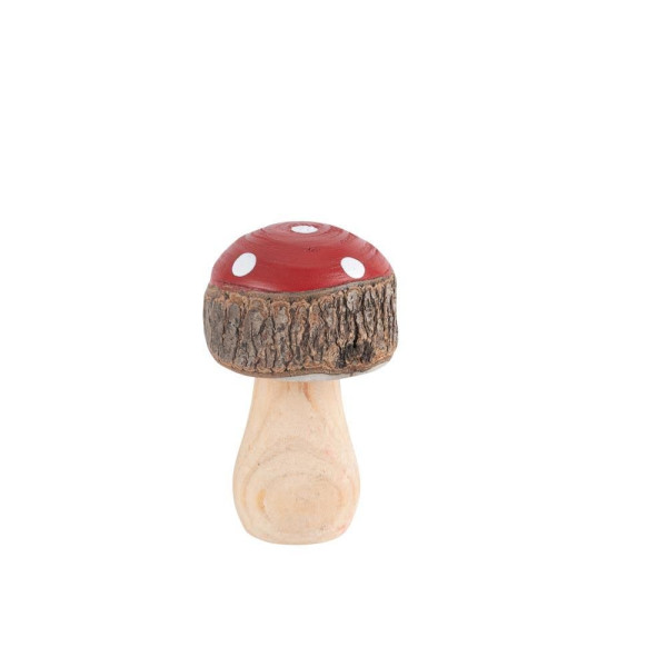 Beauty Home Στρογγυλό μανιτάρι ξύλινο κόκκινο και λευκό Ø5 x 8.5 cm