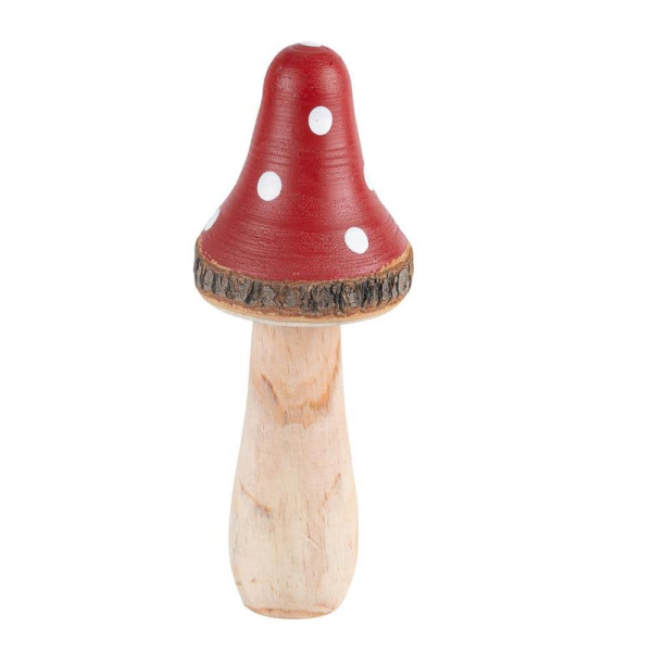 Beauty Home Μανιτάρι ξύλινο κόκκινο και λευκό Ø6 x 16 cm