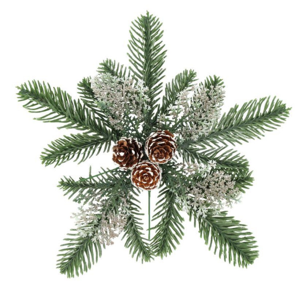 Beauty Home Κλαδάκι Νιφάδα χιονιού πράσινο με σαμπανί γκλίτερ Ø23 cm