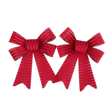 Beauty Home Σετ 2 Κόκκινων Βελούδινων Φιογκών με  Γκλίτερ 13 x 16 cm