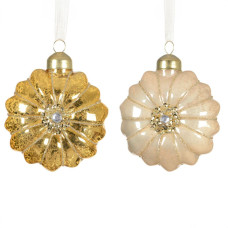 Beauty Home Γυάλινο Στολίδι Λουλούδι 8cm  Εκρού