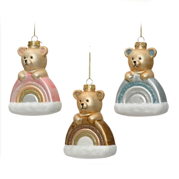 Beauty Home Στολίδι Rainbow Αρκουδάκι 11.3 x 8.3 x 13.5 cm  Ροζ