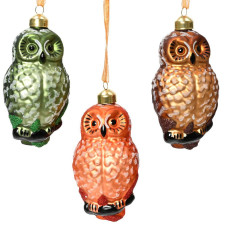 Beauty Home Γυάλινο Στολιδι Κουκουβάγια 5.5cm x 7cm x 13.5cm  Πράσινο