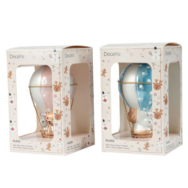 Beauty Home Γυάλινο Στολίδι Αερόστατο 6.7 x 6.7 x 12.5 cm  Γαλάζιο