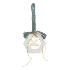 Beauty Home ΚΡΕΜΑΣΤΟ ΠΟΛΥΓΩΝΟ ΚΕΡΑΜΙΚΟ ΜΕ PLEXI MERRY CHRISTMAS ΓΑΛΑΖΟΠΡΑΣΙΝΟ