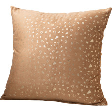 Beauty Home Μαξιλαροθήκη  45 x 45 cm Βελούδο Μπεζ Με Χρυσά Έλατα