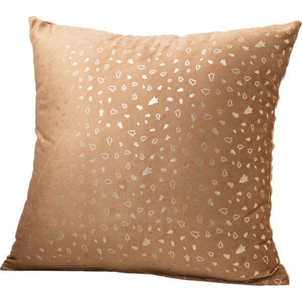 Beauty Home Μαξιλαροθήκη  45 x 45 cm Βελούδο Μπεζ Με Χρυσά Έλατα