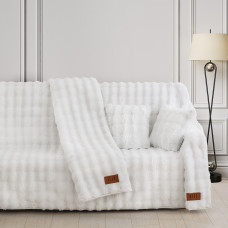 Beauty Home Γούνινο Σετ ριχτάρι 2τμχ Pop Art 8724 (180x250+180x300) Λευκό