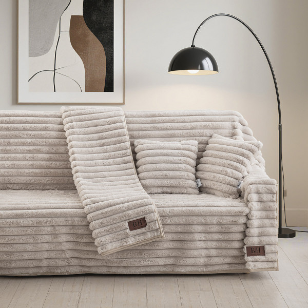 Beauty Home Γούνινη Μαξιλαροθήκη διακοσμητική Stripe Art 8725 40x40 Μπεζ