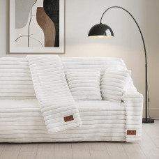 Beauty Home Γούνινο ριχτάρι Διθέσιο Stripe Art 8728 180x250 Λευκό