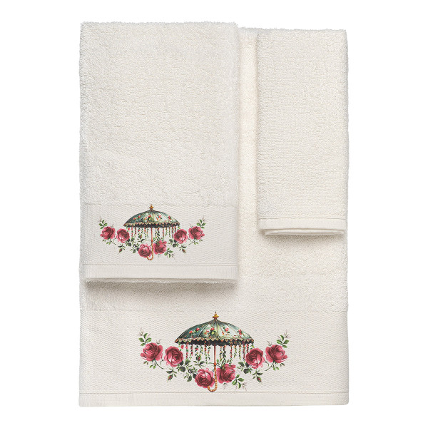 Beauty Home Σετ πετσέτες 3τμχ με εκτύπωση Art 3550 (30x50+50x90+70x140) Εκρού