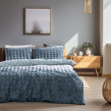 Beauty Home Σετ σεντόνια υπέρδιπλα με λάστιχο Glory Art 12364 170x200+32 Μπλε