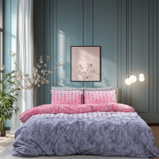 Beauty Home Σετ σεντόνια υπέρδιπλα με λάστιχο Glory Art 12372 170x200+32 Ροζ,Γκρι