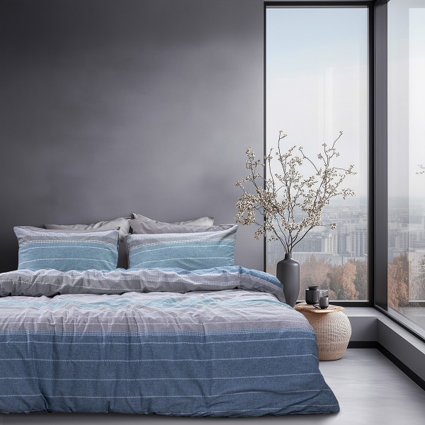 Beauty Home Σετ παπλωματοθήκη υπέρδιπλη Glory Art 12373 230x250 Γκρι,Μπλε