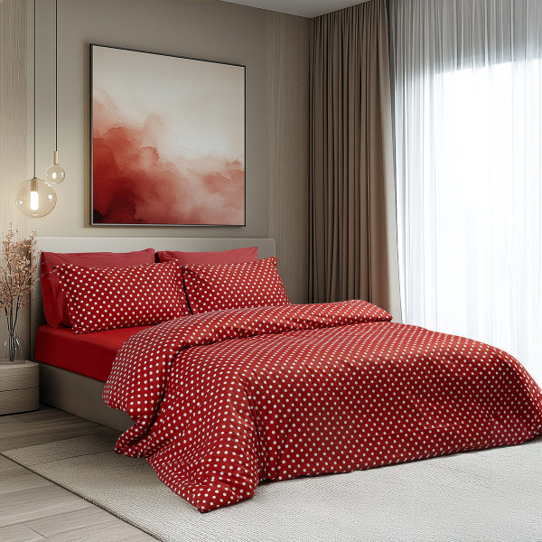 Beauty Home Σετ σεντόνια υπέρδιπλα Art 10101 Fancy 240x260 Κόκκινο