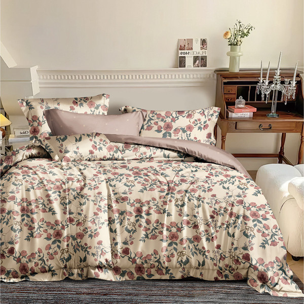 Beauty Home Σετ παπλωματοθήκη υπέρδιπλη Memories Art 12676 230x250 Μπεζ,Ροζ