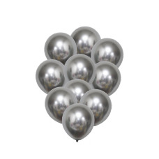 Beauty Home 10 Μπαλόνια Μεταλλικό Ασημί Ø30cm