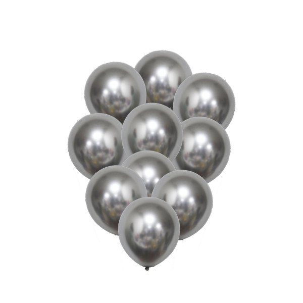 Beauty Home 10 Μπαλόνια Μεταλλικό Ασημί Ø30cm