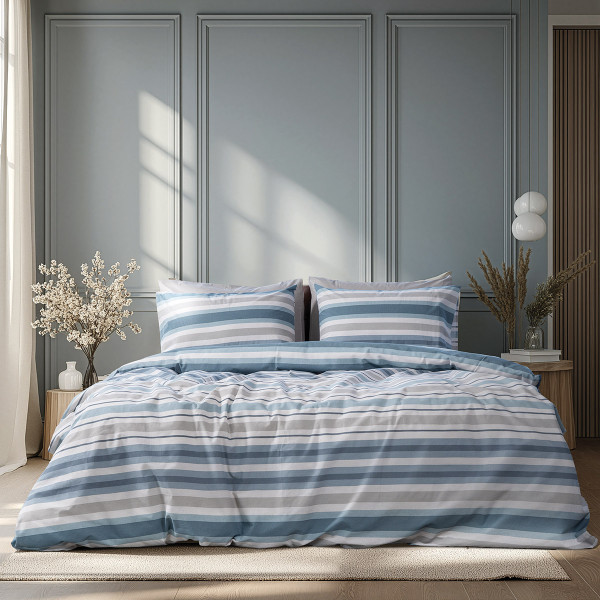 Beauty Home Σετ Πάπλωμα υπέρδιπλο Moments Αrt 12561 220x240 Σιέλ,Γκρι