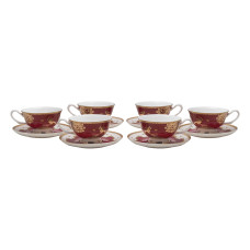 Beauty Home Σετ φλυτζάνια τσαγιού πορσελάνης 12τμχ Eternal Art 7716 Μπορντό