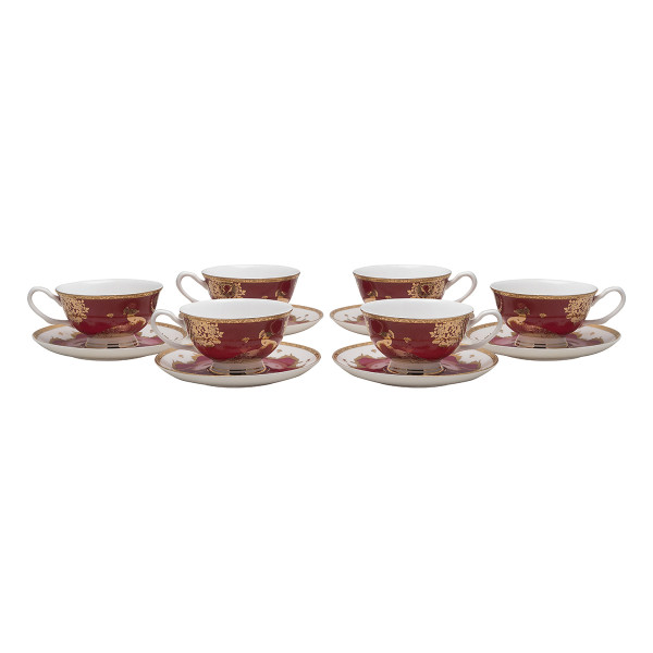 Beauty Home Σετ φλυτζάνια τσαγιού πορσελάνης 12τμχ Eternal Art 7716 Μπορντό