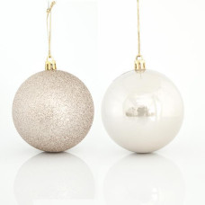 Beauty Home ΜΠΑΛΑ ΠΛΑΣΤΙΚΗ, ΕΚΡΟΥ, ΣΕΤ 6ΤΜΧ, (2 ΠΕΡΛΕ, 4 GLITTER), 8cm