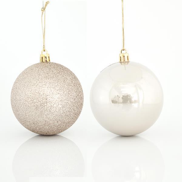 Beauty Home ΜΠΑΛΑ ΠΛΑΣΤΙΚΗ, ΕΚΡΟΥ, ΣΕΤ 6ΤΜΧ, (2 ΠΕΡΛΕ, 4 GLITTER), 8cm