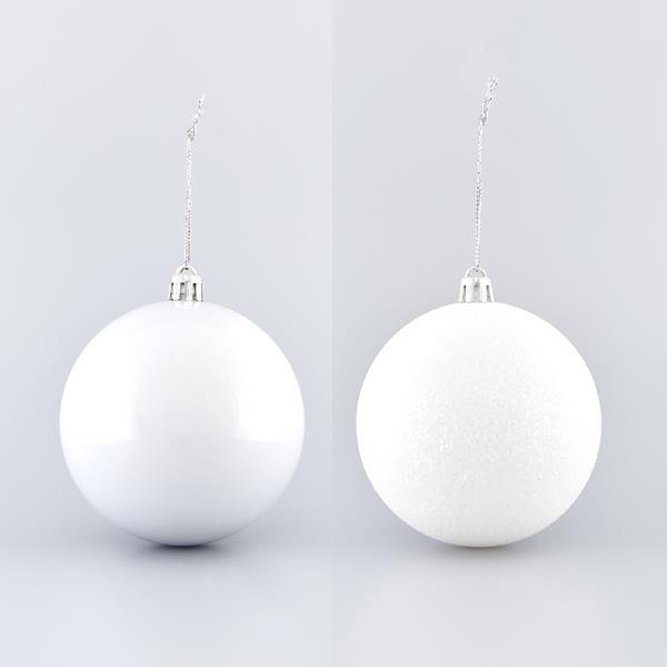 Beauty Home ΜΠΑΛΑ ΠΛΑΣΤΙΚΗ, ΛΕΥΚΗ, ΣΕΤ 6ΤΜΧ, (2 ΠΕΡΛΕ, 4 GLITTER), 8cm