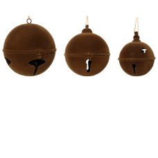 Beauty Home Σετ 3 Κρεμαστά Μεταλλικά Κουδούνια Flock Καφέ Ø24,5 x 26 cm