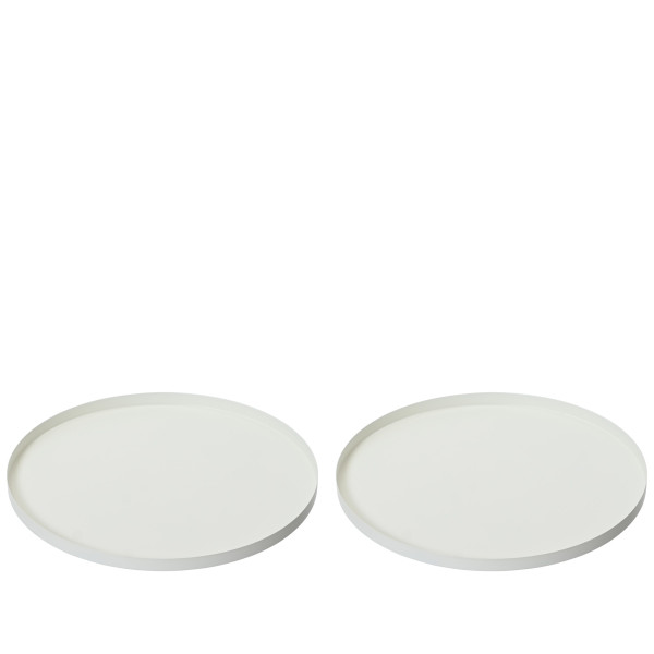 Beauty Home Σετ 2 Στρογγυλοί Μεταλλικοί Διακοσμητικοί Δίσκοι Λευκοί Ø35 cm